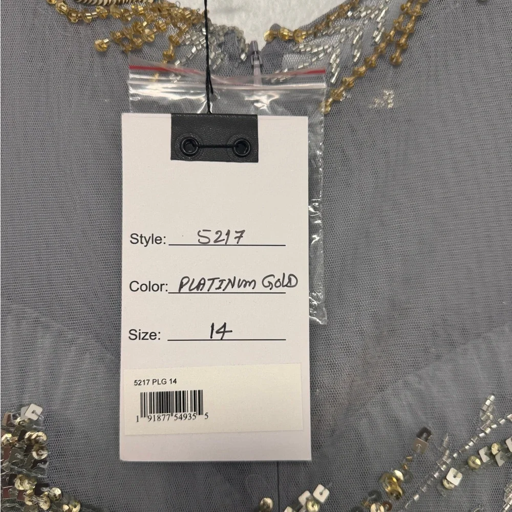 Mac Duggal Elegant Gray and Gold Embellished Evening Gown - Picture 7 of 7